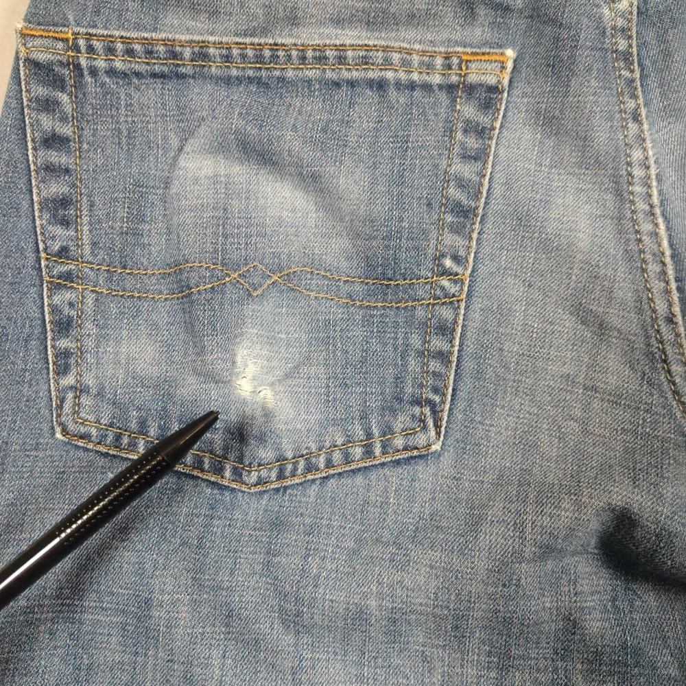 Lucky Brand 221 Original Straight Men 31x30 Blue Faded Denim Cotton Jeans - Picture 15 of 15